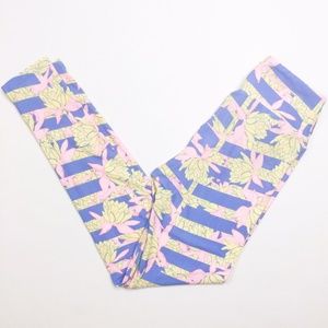 LuLaRoe One Size Pastel Blue Pink Leggings